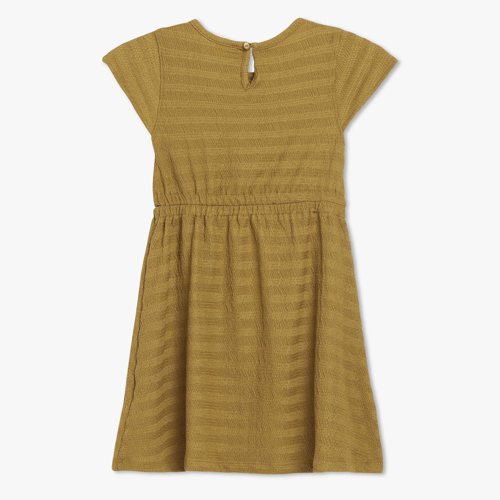 Girls Solid Scoop Neck Dress