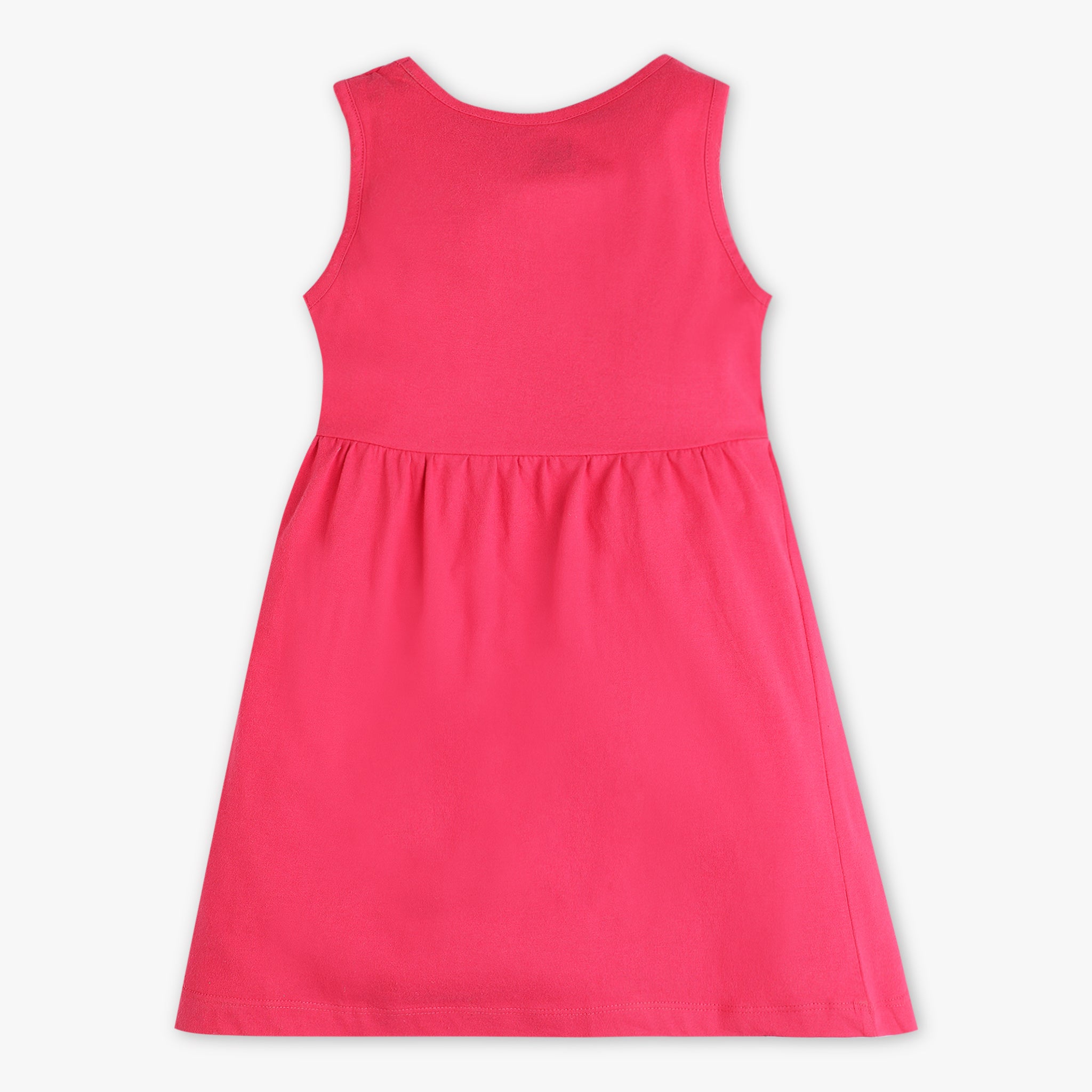 Girls Regular Fit Printed Round Neck Dress