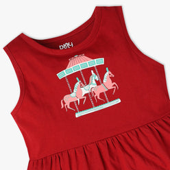 Girls Printed Crew Neck Sleeveless Playtime Dress