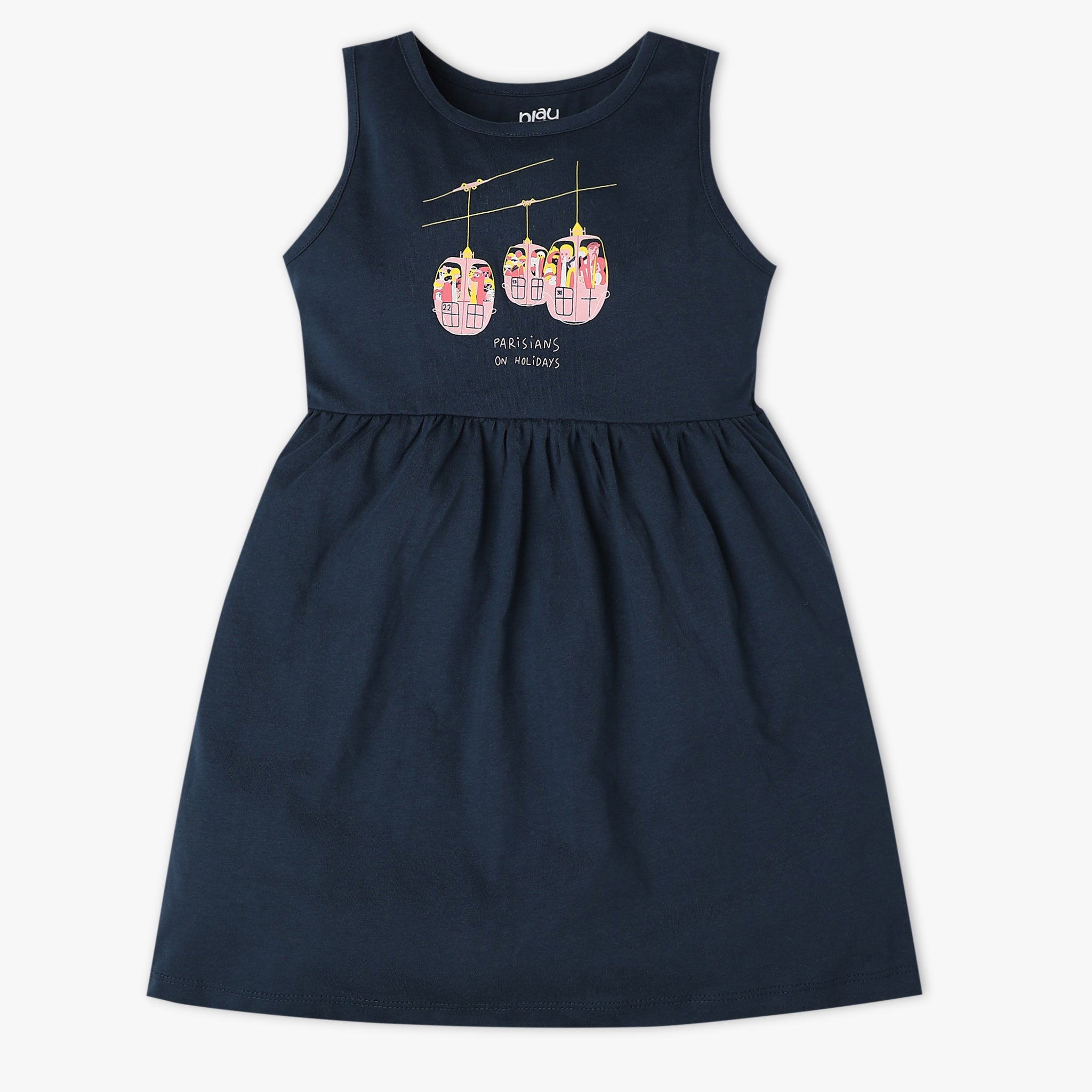 Girls Printed Crew Neck Sleeveless Playtime Dress