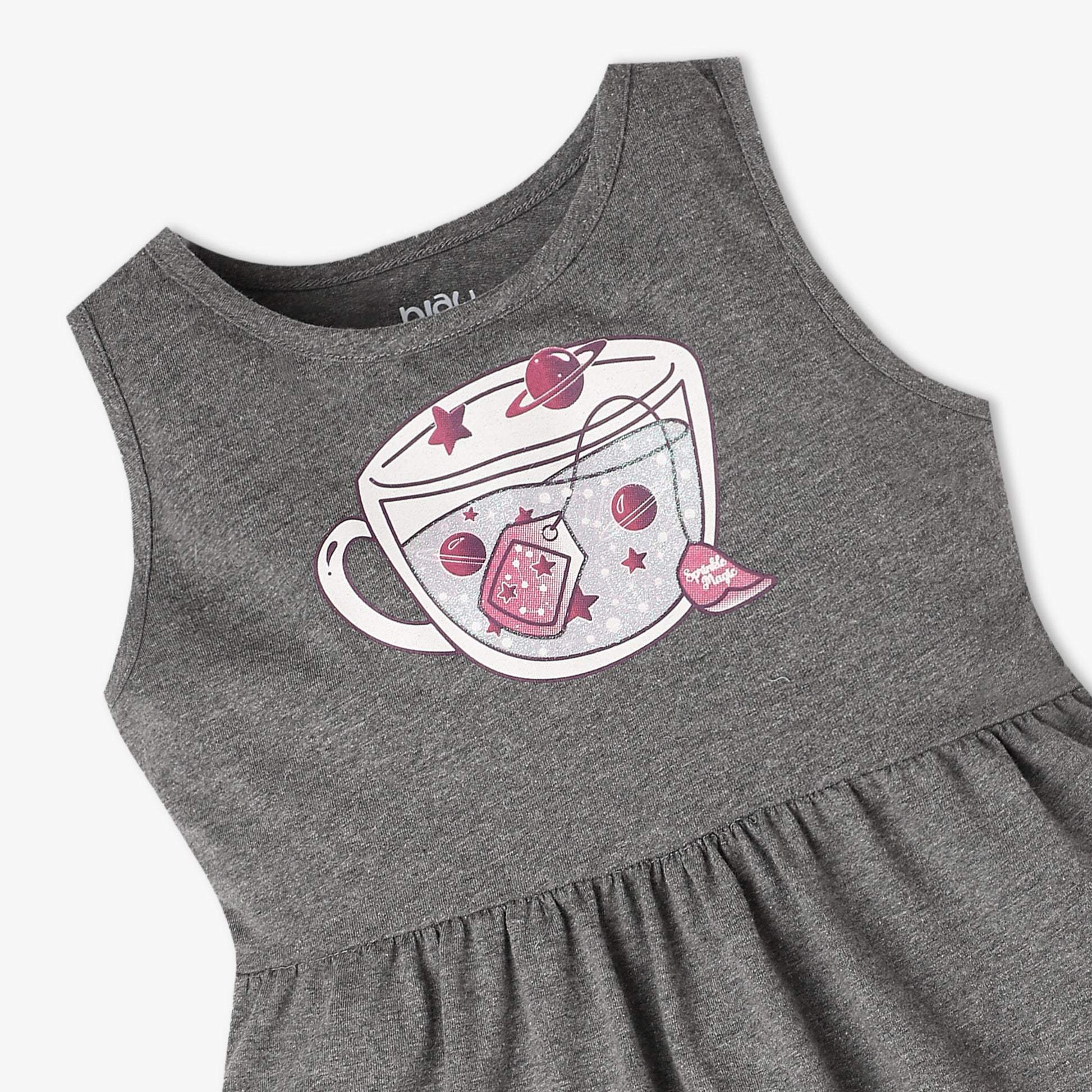 Girls Printed Crew Neck Sleeveless Playtime Dress