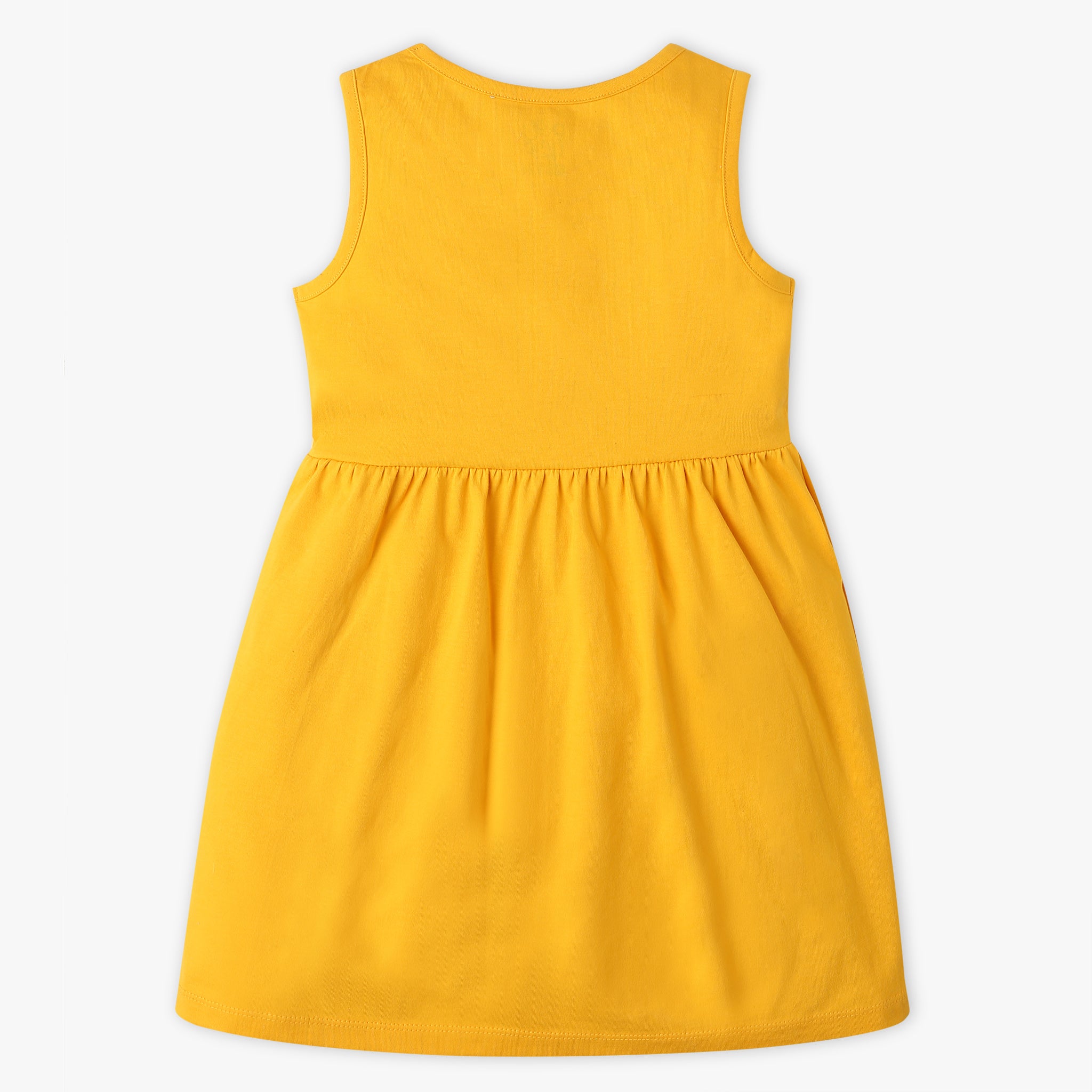 Girls Regular Fit Printed Round Neck Sleeveless Dress