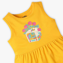 Girls Regular Fit Printed Round Neck Sleeveless Dress