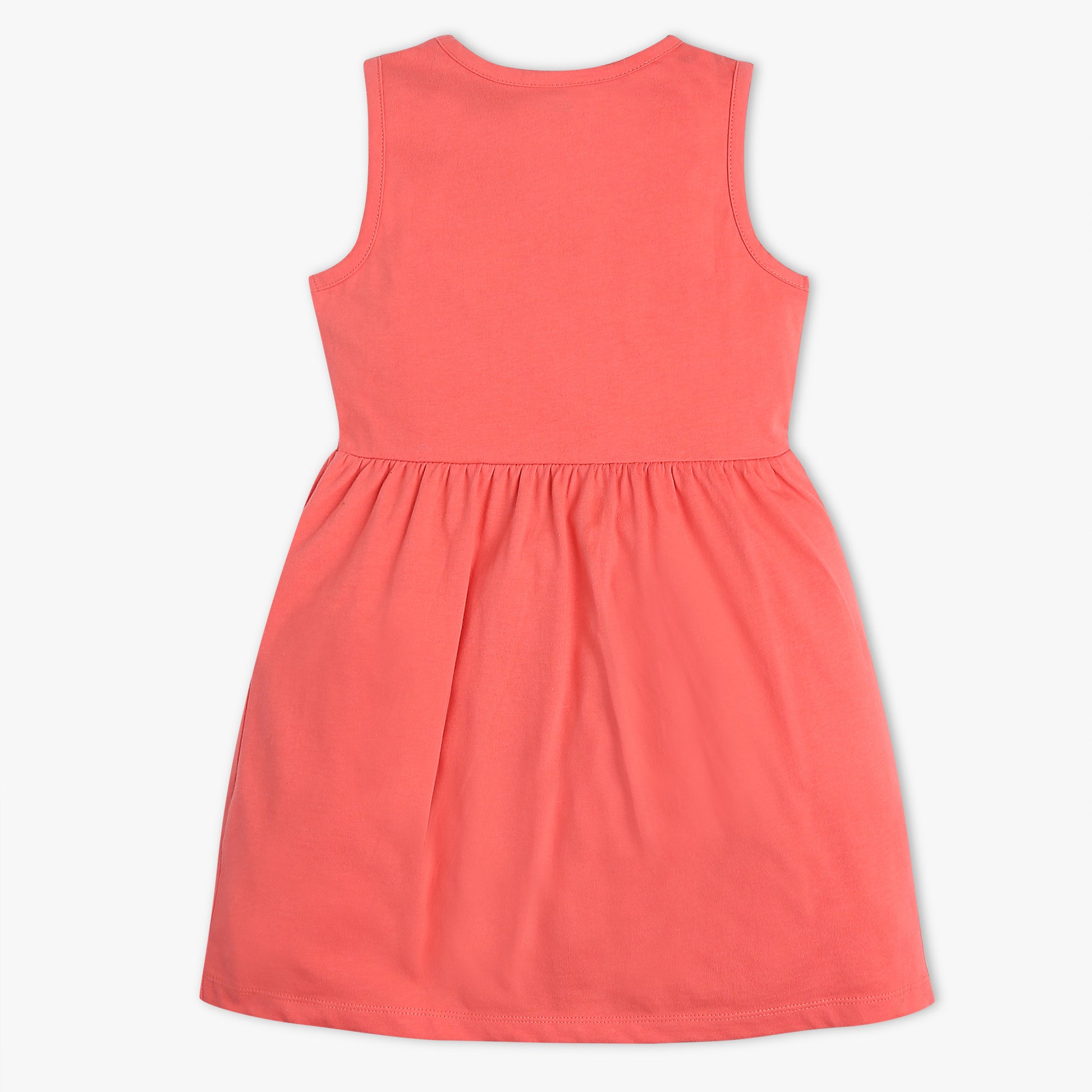 Girls Regular Fit Printed Round Neck Sleeveless Dress