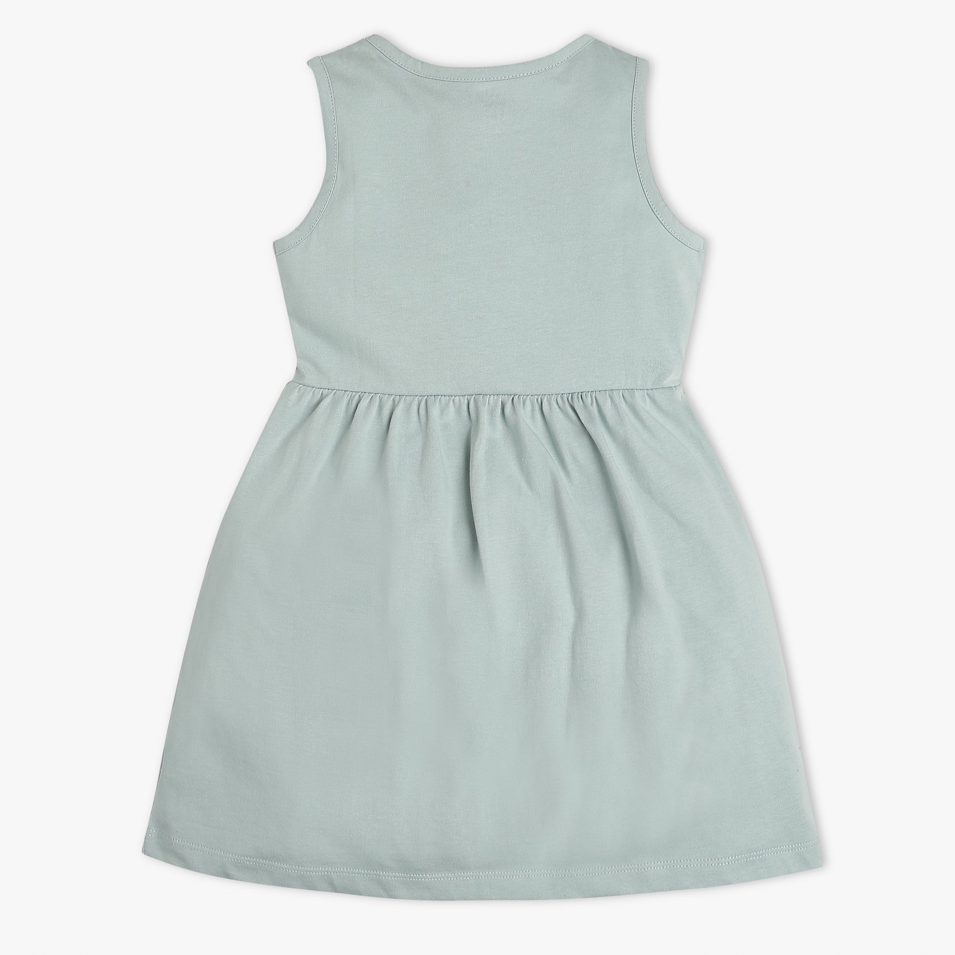 Girls Regular Fit Printed Round Neck Sleeveless Dress