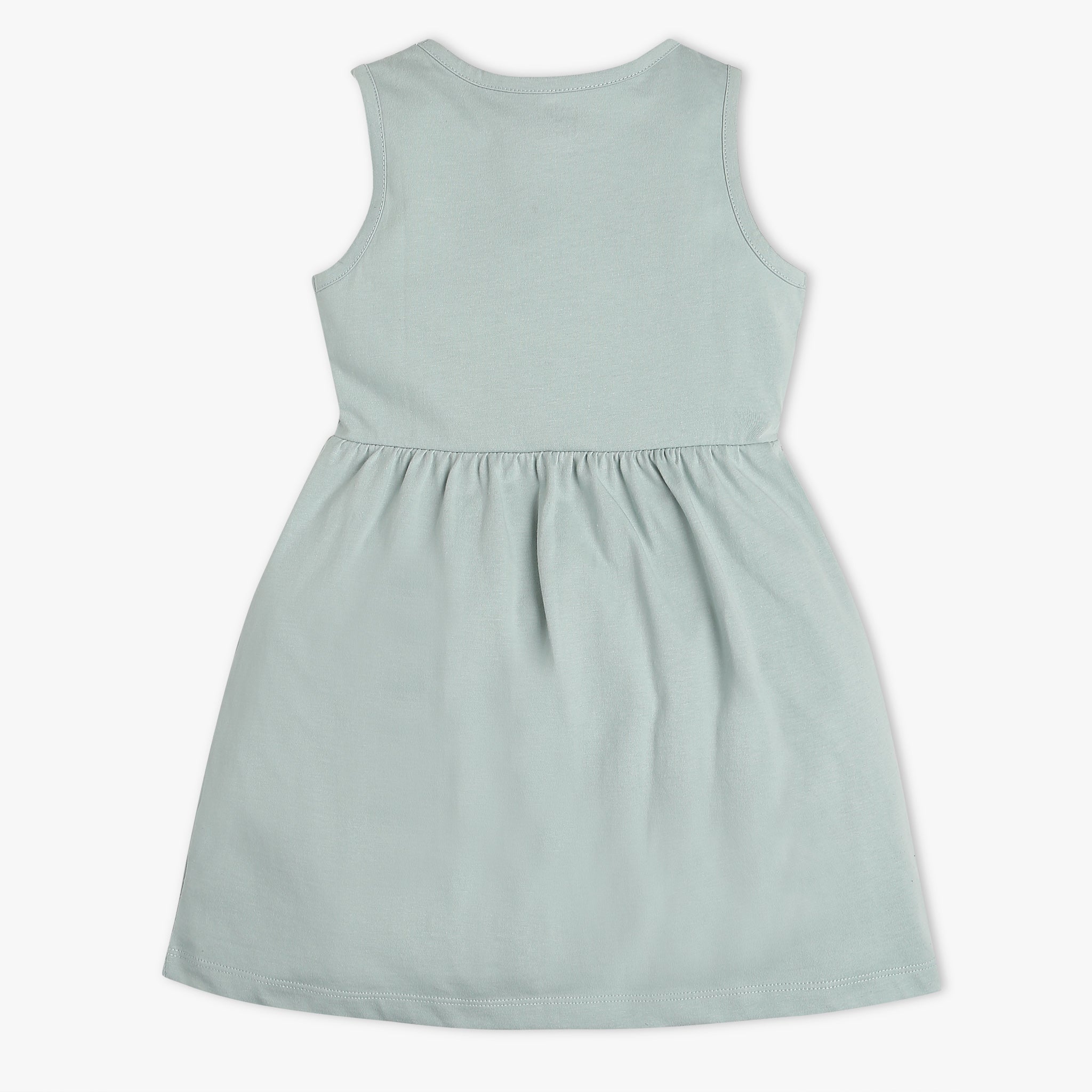 Girls Regular Fit Printed Round Neck Sleeveless Dress