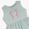 Girls Regular Fit Printed Round Neck Sleeveless Dress