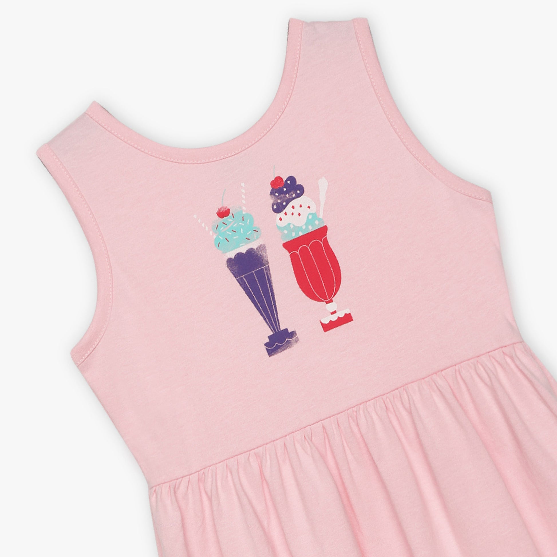 Girls Round Neck Sleeveless Printed Dress