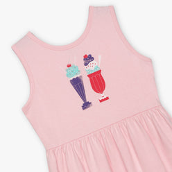 Girls Round Neck Sleeveless Printed Dress