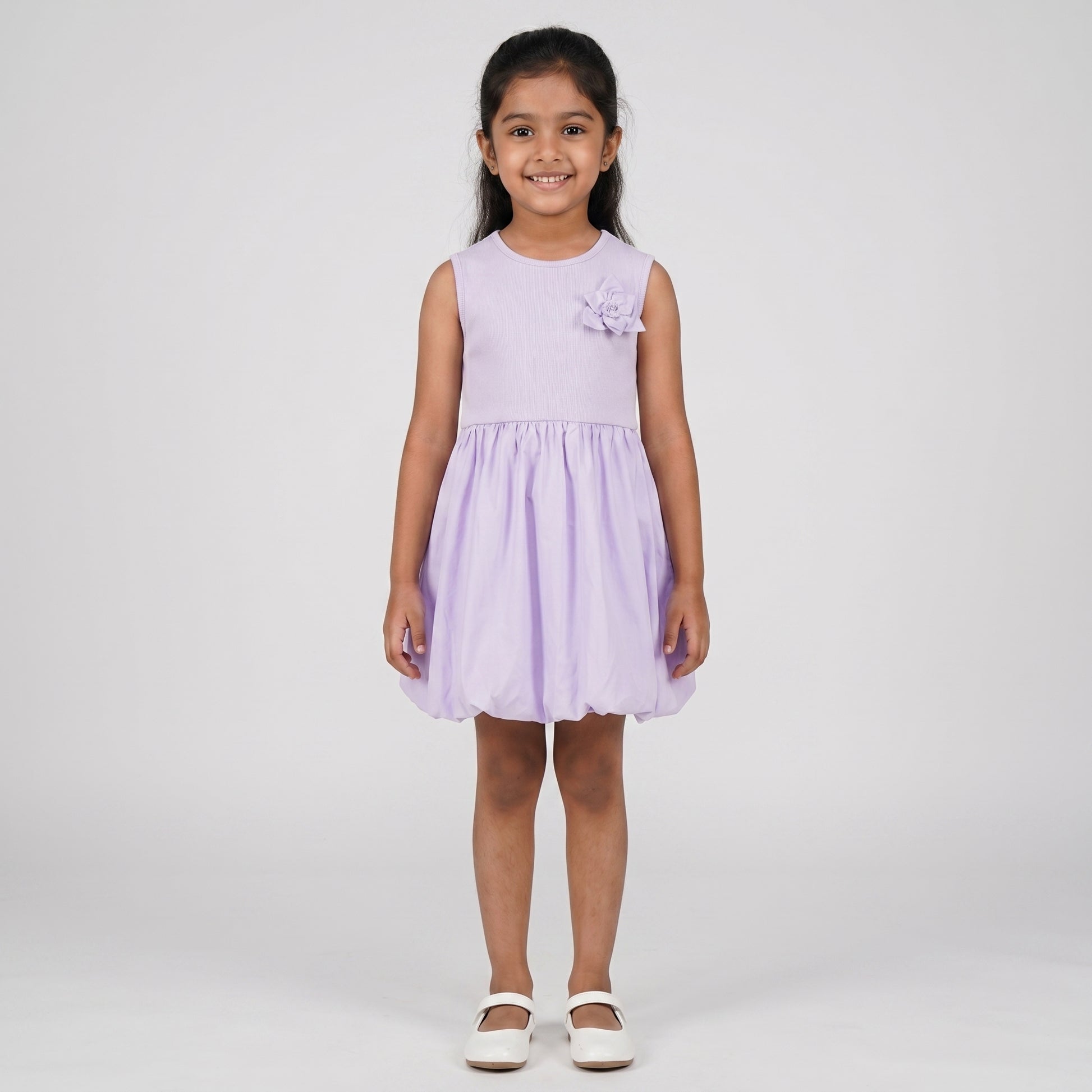 Girls Cotton Crew Neck Dress