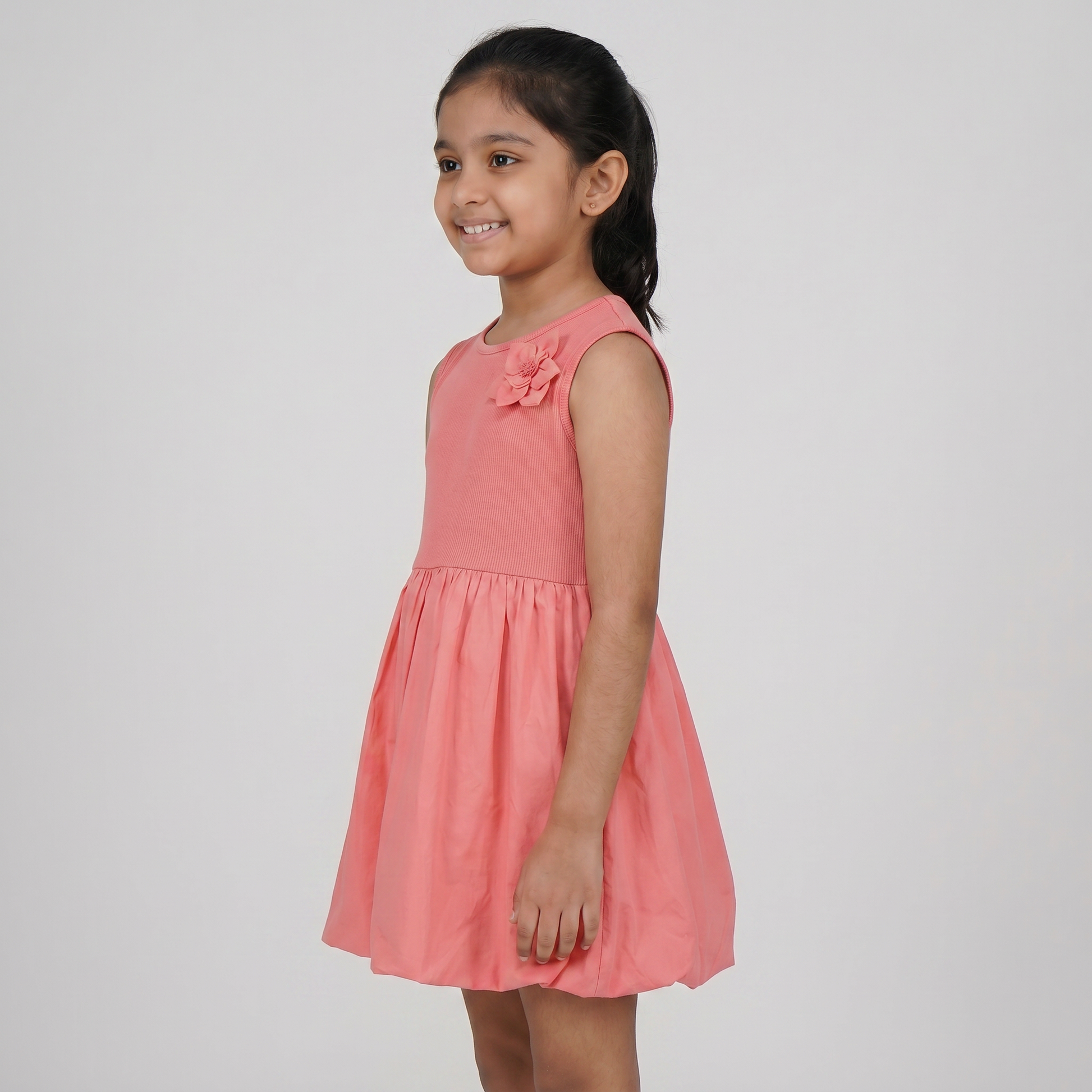 Girls Cotton Crew Neck Dress
