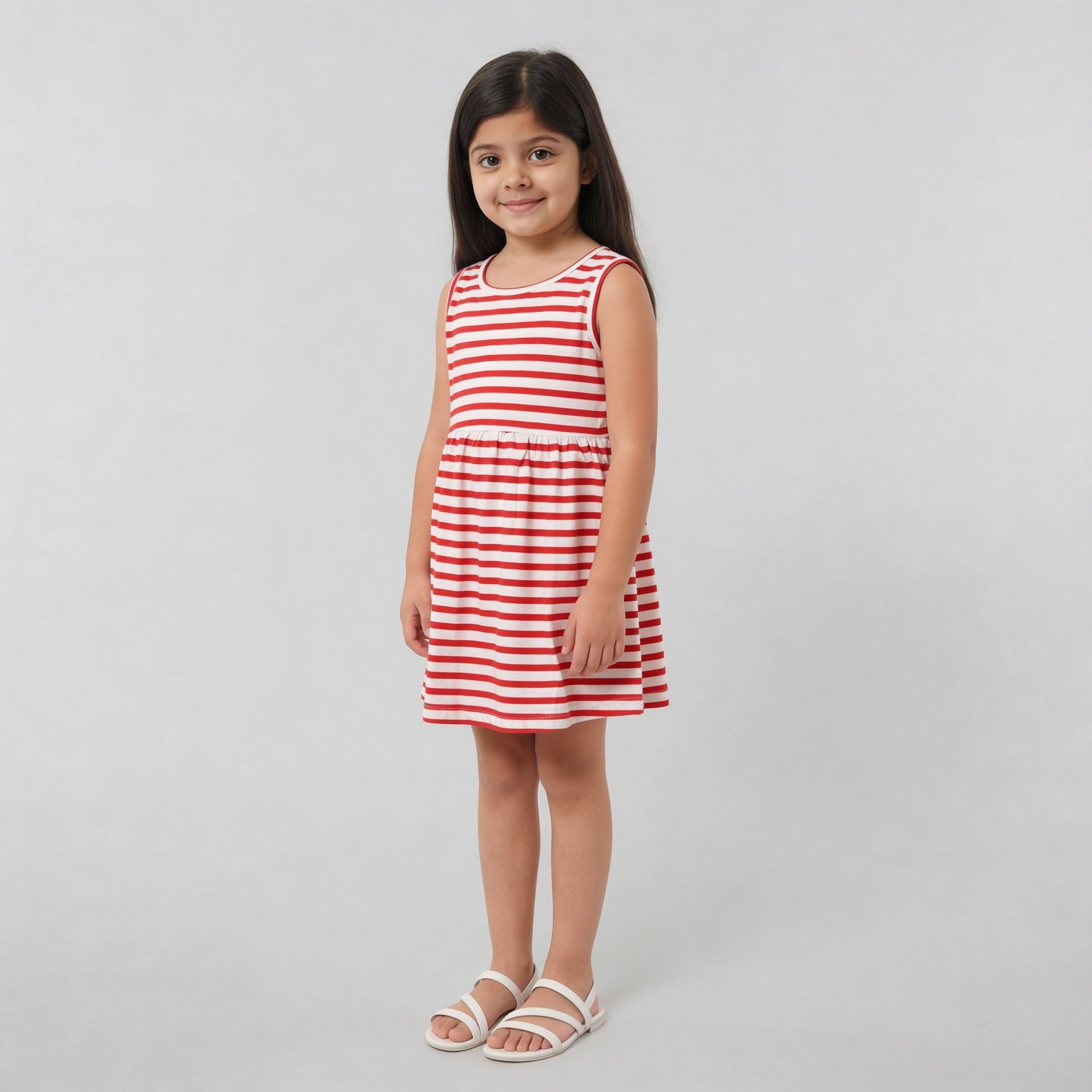 Girls Cotton Striped Knitted Frock
