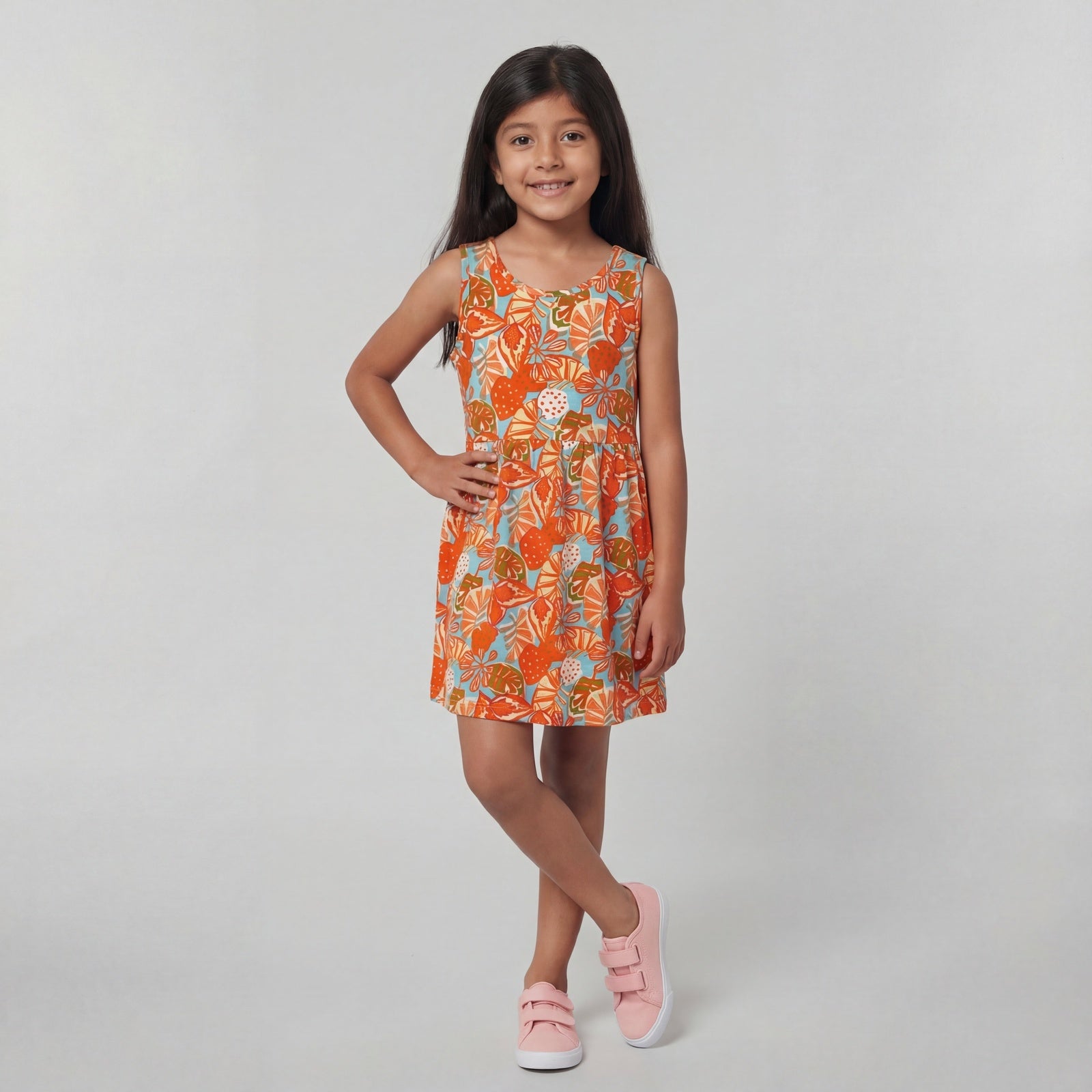 Cotton Printed Sleeveless Frock