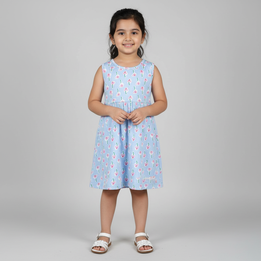 Girls Cotton Printed Dress