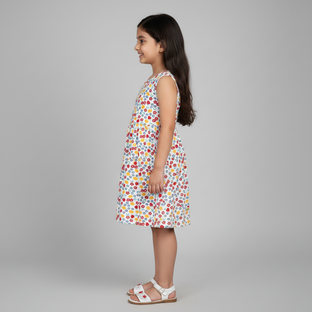 Girls Cotton Printed Dress