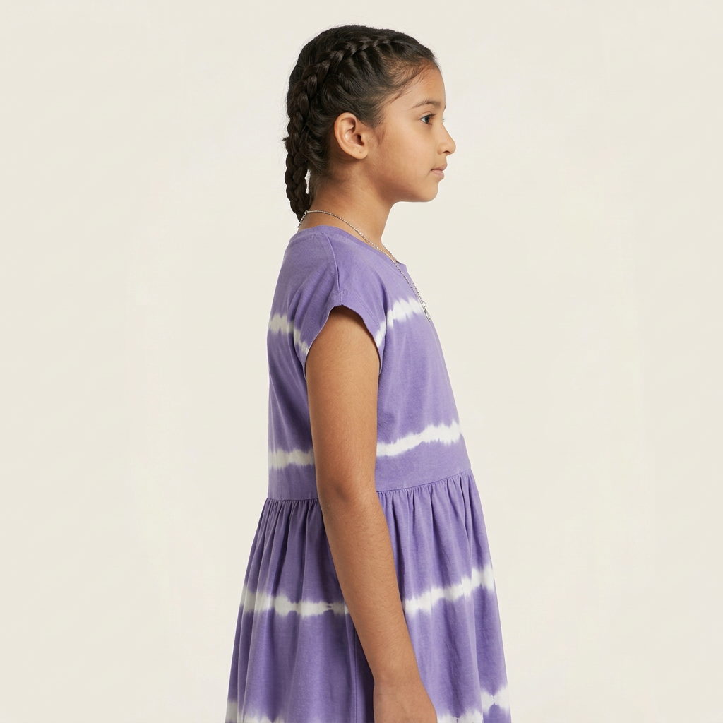 Girls Cotton Solid Knitted Dress