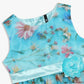 Girls Knee Length Printed Organza Party Dress