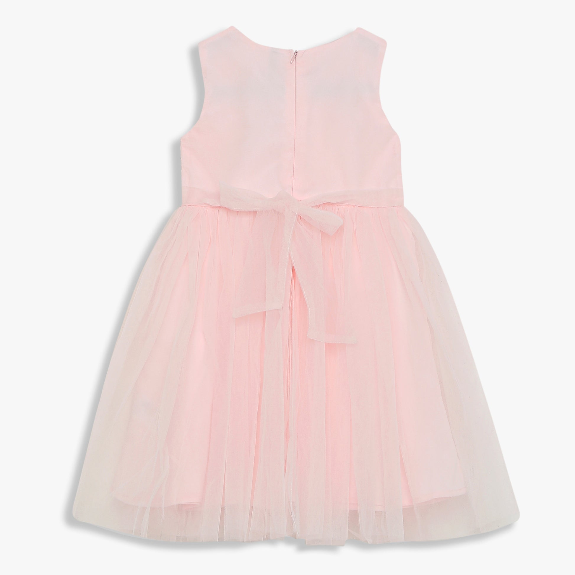 Girls Embellished Knee Length High Fashion Party Sleeveless Dress