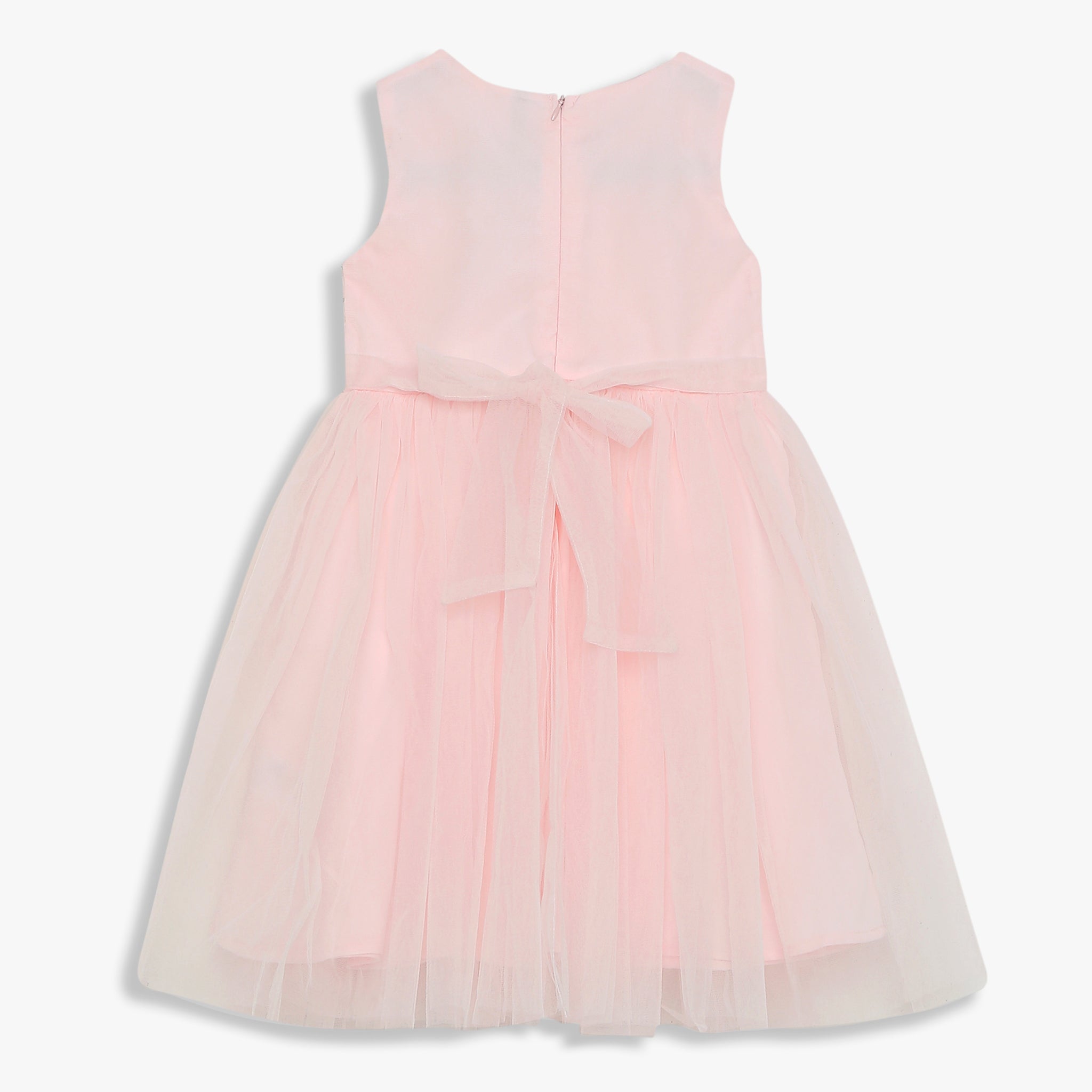 Girls Embellished Knee Length High Fashion Party Sleeveless Dress