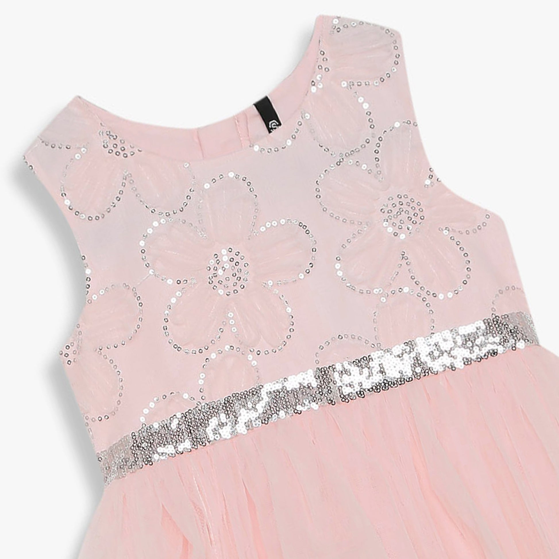 Girls Embellished Knee Length High Fashion Party Sleeveless Dress