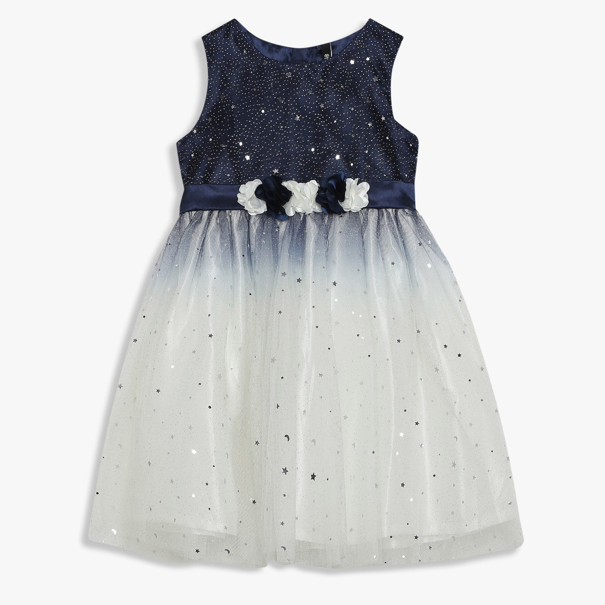 Girls Embellished Knee Length High Fashion Party Sleeveless Dress