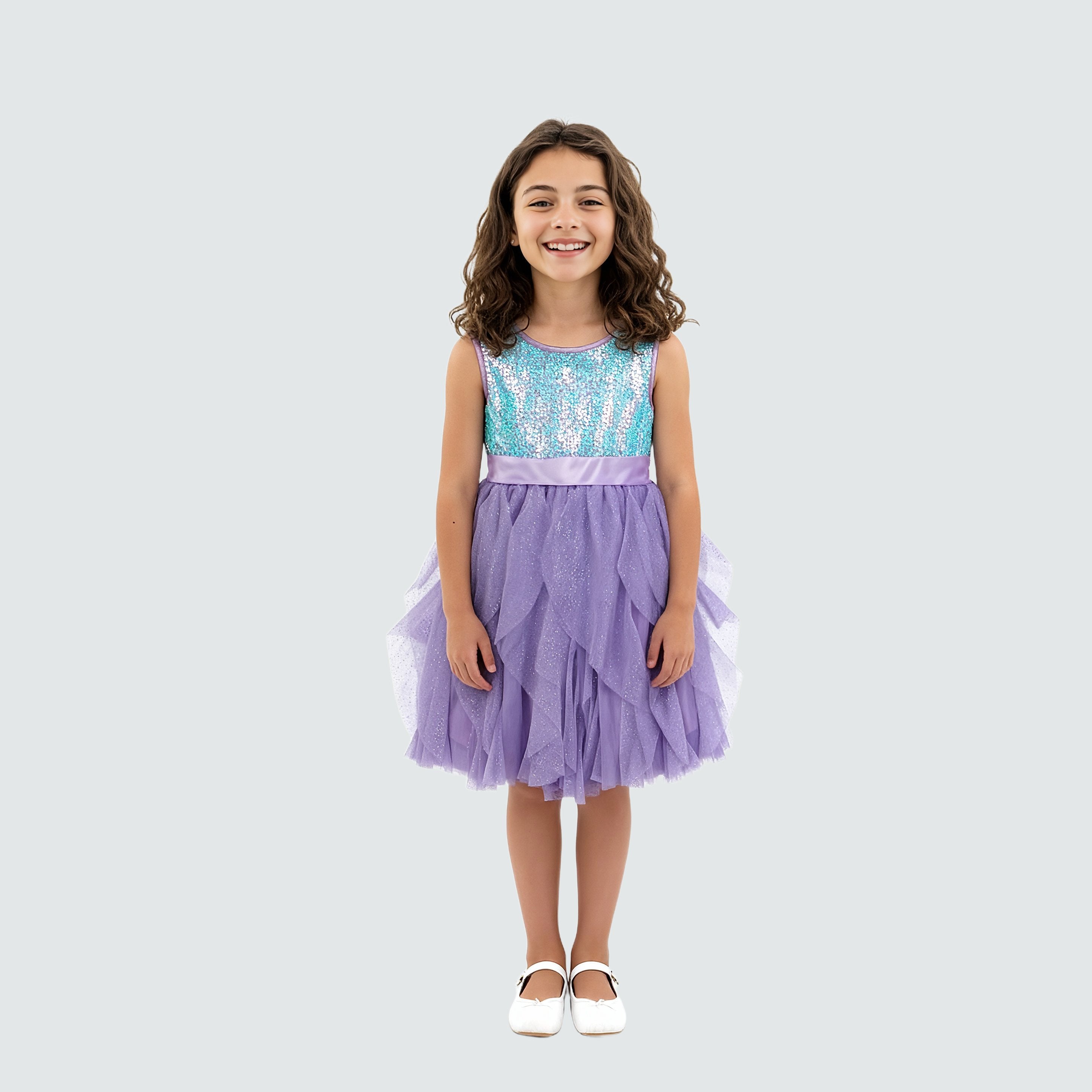 Girls Embellished Satin Dress