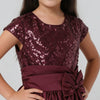 Girls Embellished Flared Satin Party Frock