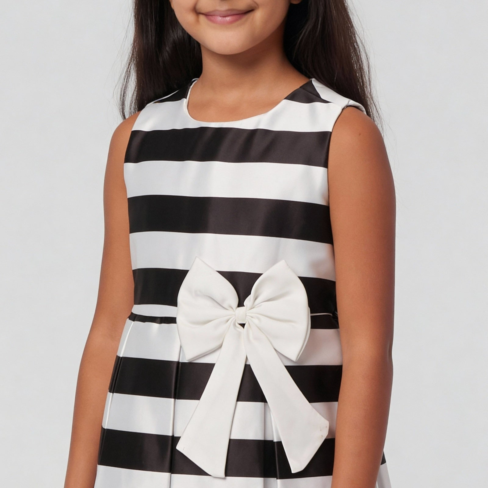 Girls Striped Satin Party Dress