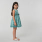 Girls Printed Flared Satin Party Frock