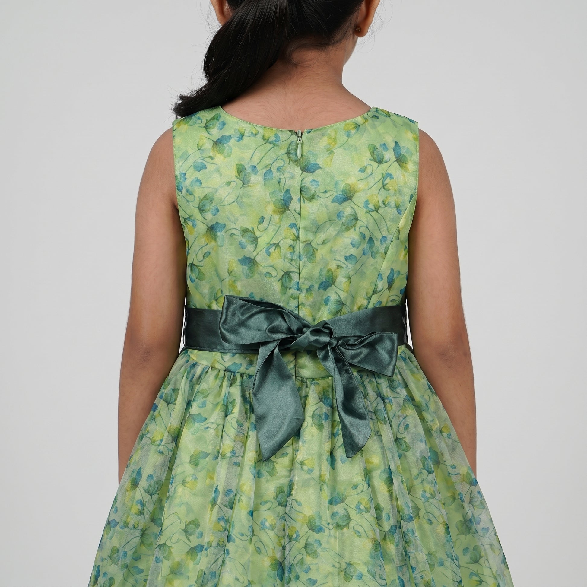 Girls Printed Organza Dress