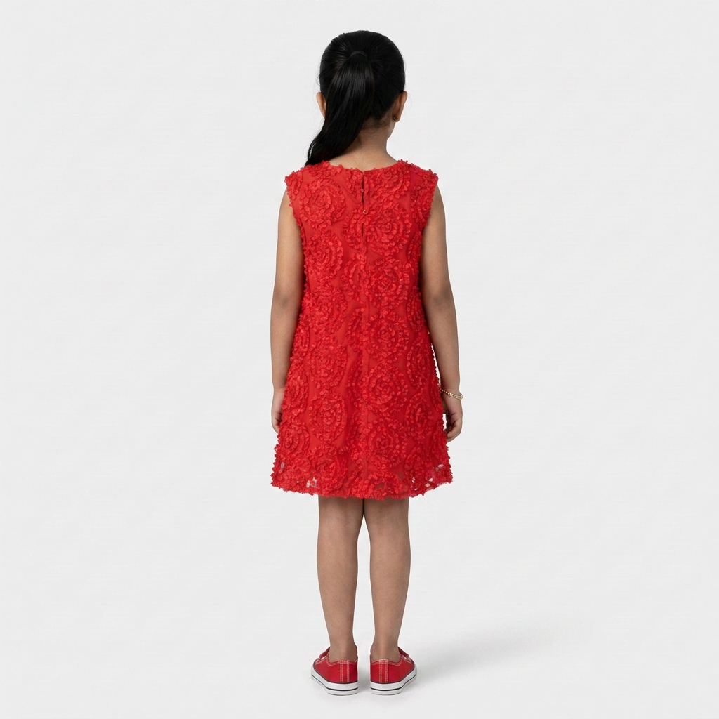 Girls Embellished Satin Frock