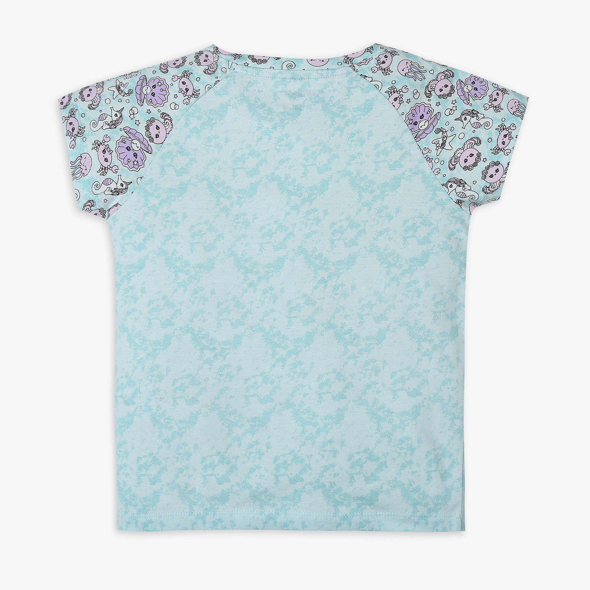 Girls Regular Fit Printed T-Shirt with Pyjama Sleepwear Set