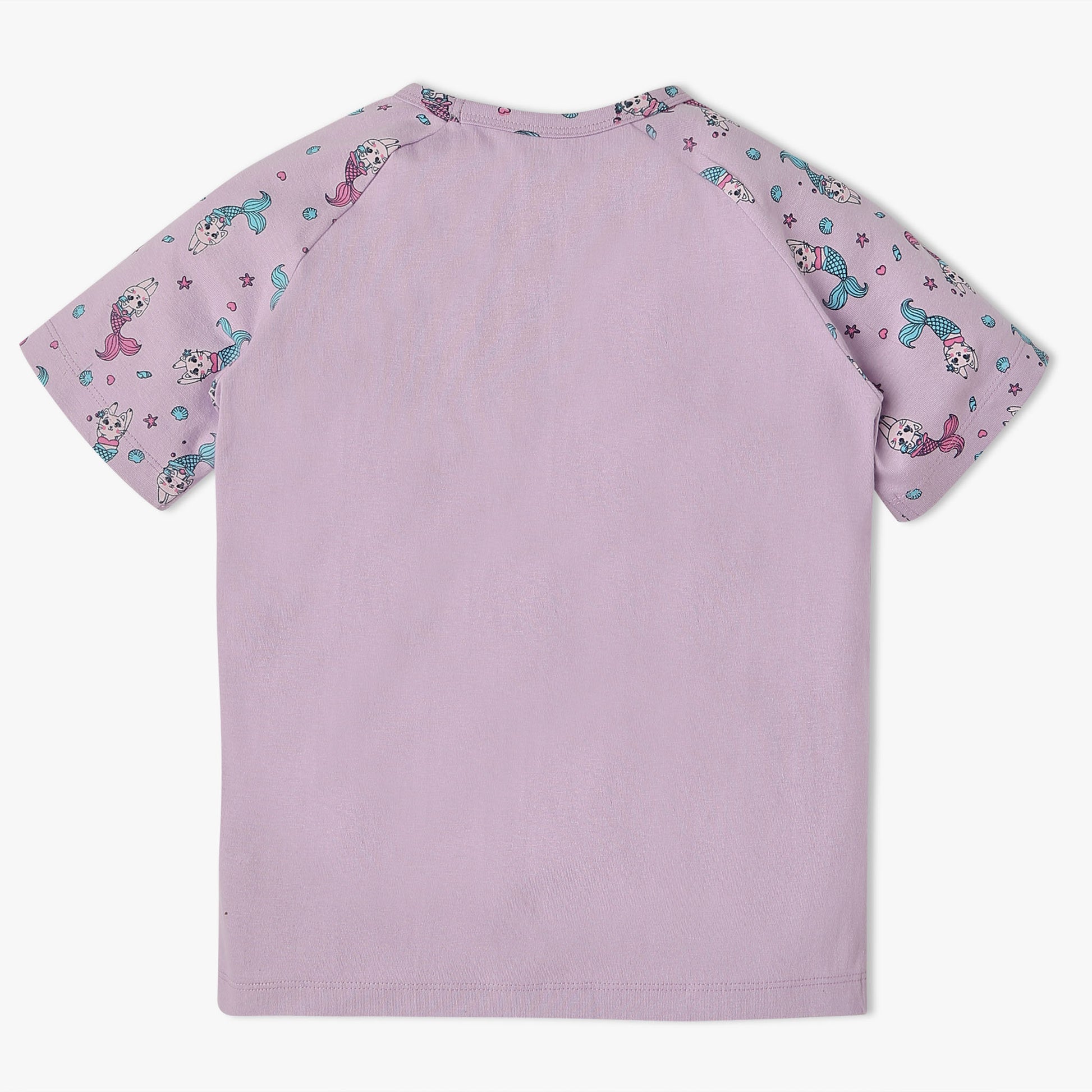 Girls Regular Fit Printed Crew Neck T-Shirt with Trackpant Sleepwear Set