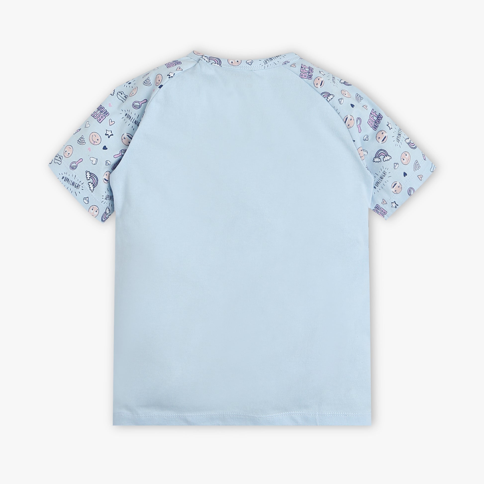 Girls Regular Fit Printed Crew Neck Short Sleeve T-Shirt with Trackpant Sleepwear Set