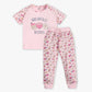 Girls Regular Fit Printed Crew Neck Short Sleeve T-Shirt with Trackpant Sleepwear Set