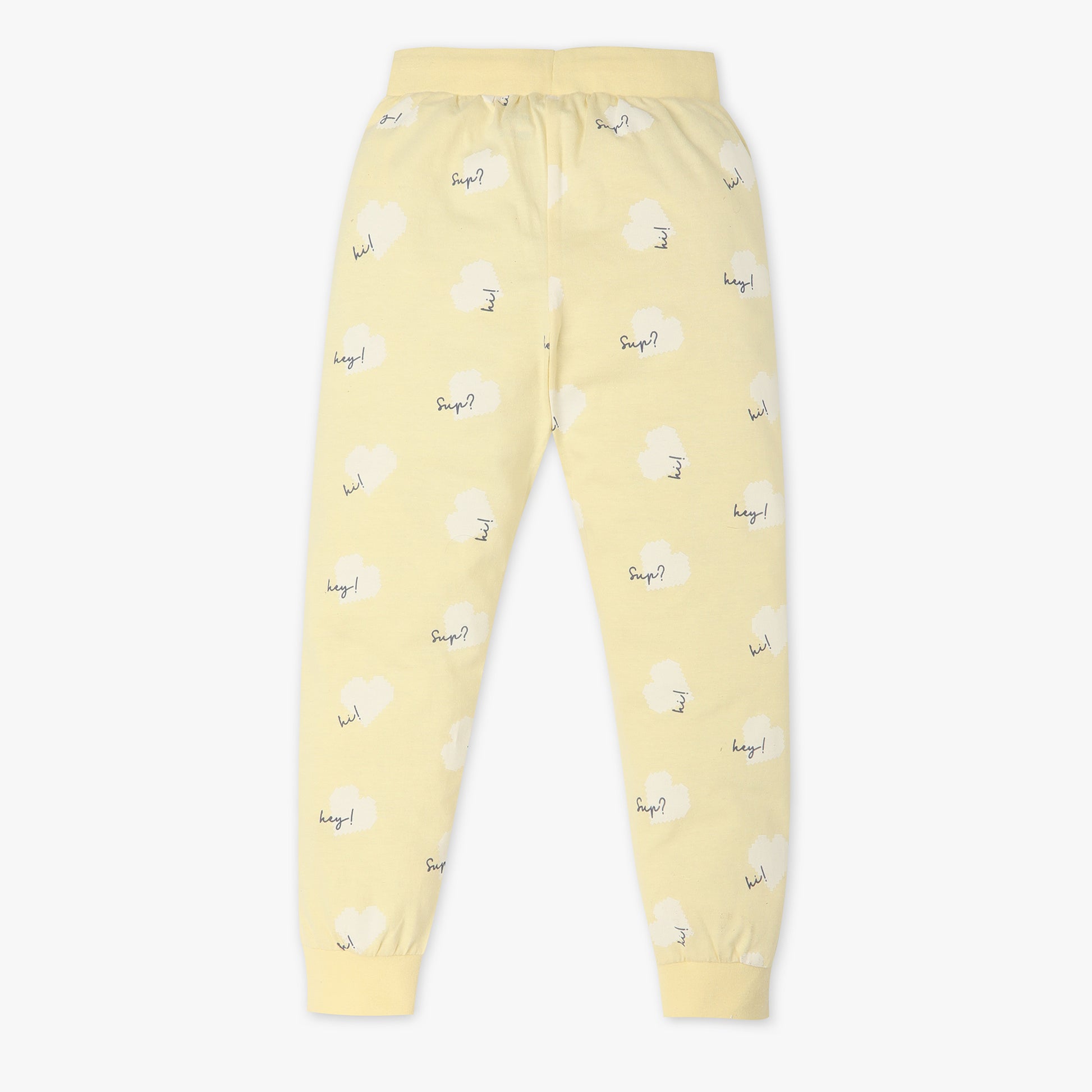 Girls Regular Fit All Over Print Crew Neck T-Shirt with Trackpant Sleepwear Set