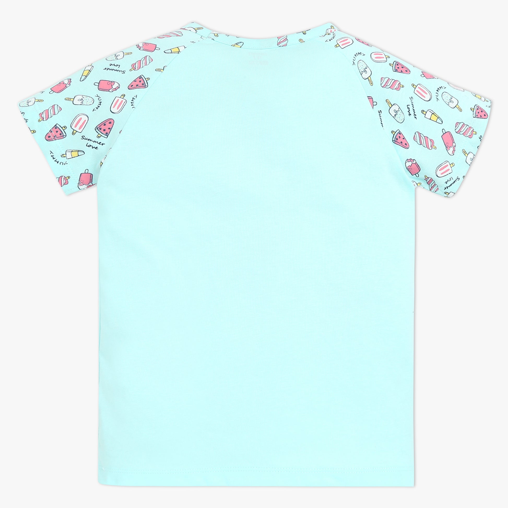 Girls Crew Neck Cap Sleeve Printed Must Have Snooze Cordinate Set | Refreshing Graphic Tshirt With Matching Pattern Printed Trackpant | Comfortable Body For Ease | Breathable And Absorbent 100% Cotton Single Jersey Fabric.