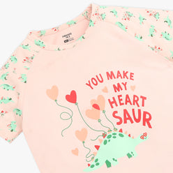 Girls Crew Neck Cap Sleeve Printed Must Have Snooze Cordinate Set | Refreshing Graphic Tshirt With Matching Pattern Printed Trackpant | Comfortable Body For Ease | Breathable And Absorbent 100% Cotton Single Jersey Fabric.