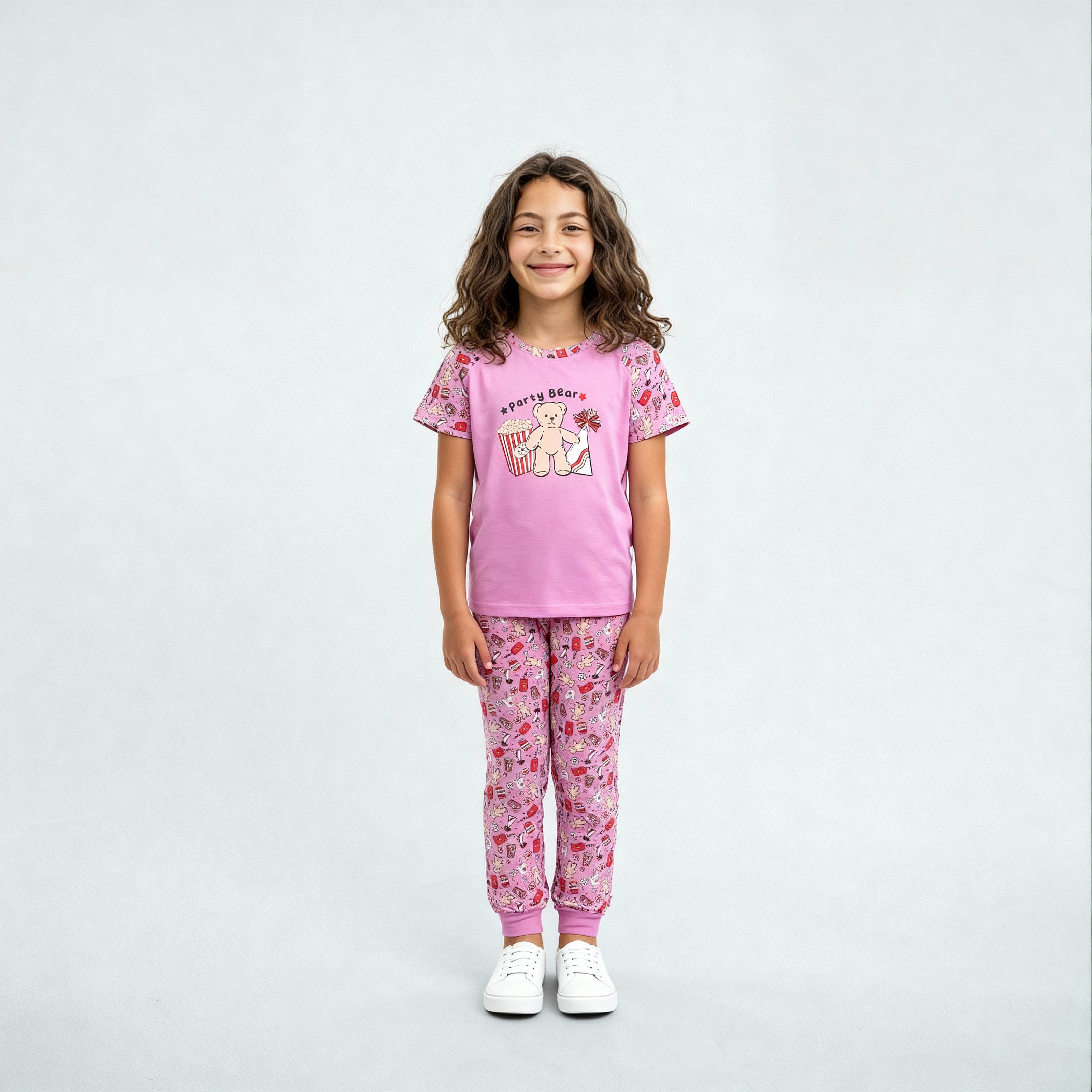 Girls Cotton T-Shirt with Trackpant Sleepwear Set