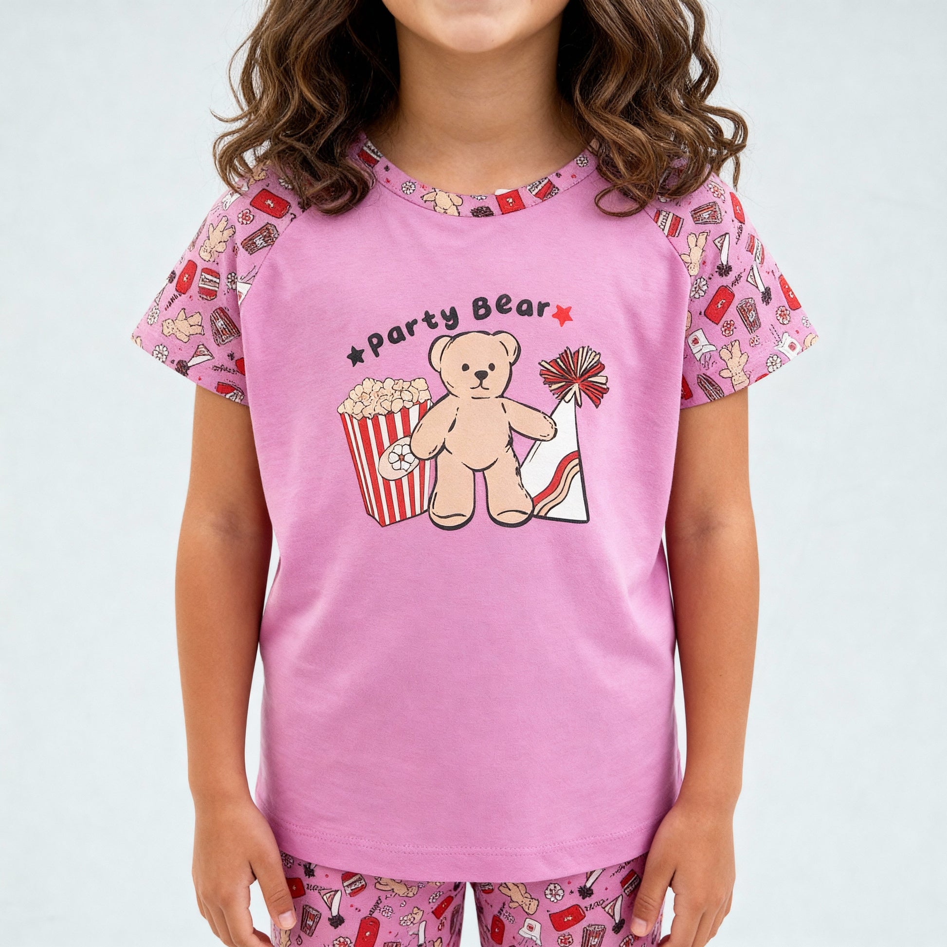 Girls Cotton T-Shirt with Trackpant Sleepwear Set