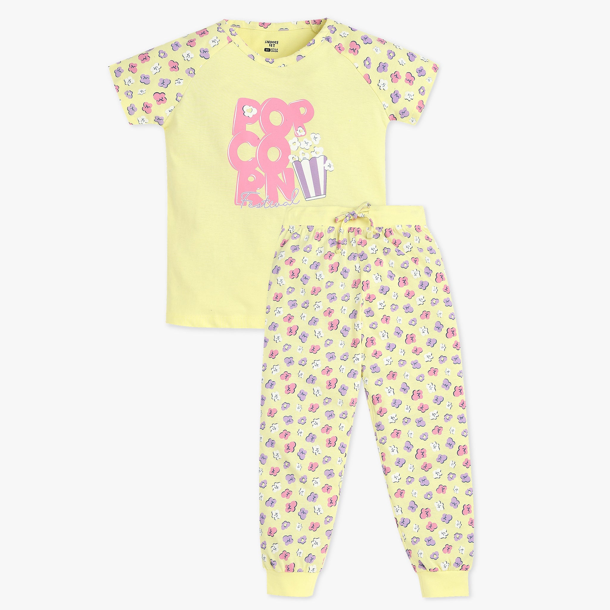 Buy Girls Regular Fit Printed Full Sleeve T-Shirt With Trackpant Sleepwear Set  - Style Union