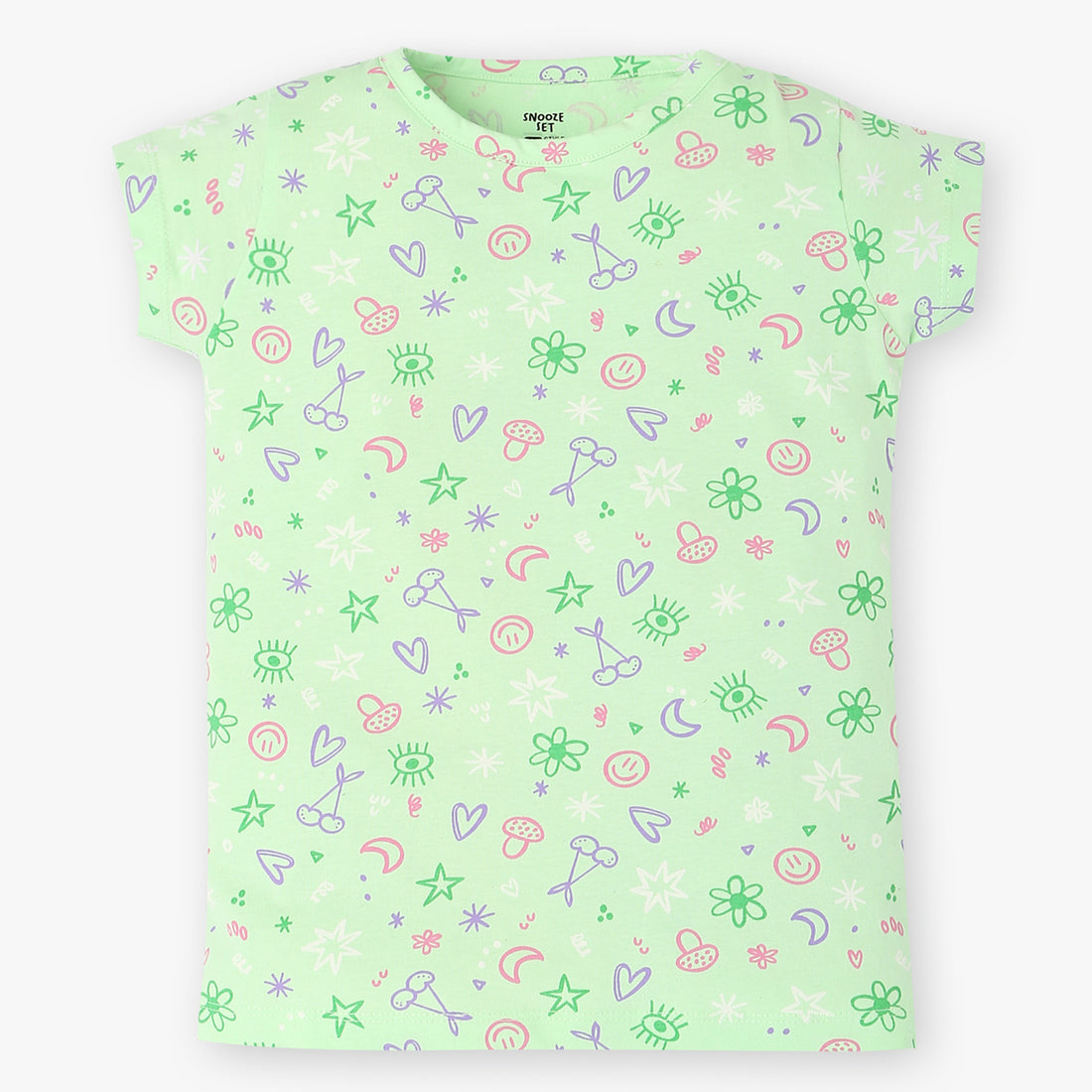 Girls Cotton Printed T-Shirt and Trackpant Sleepwear Set