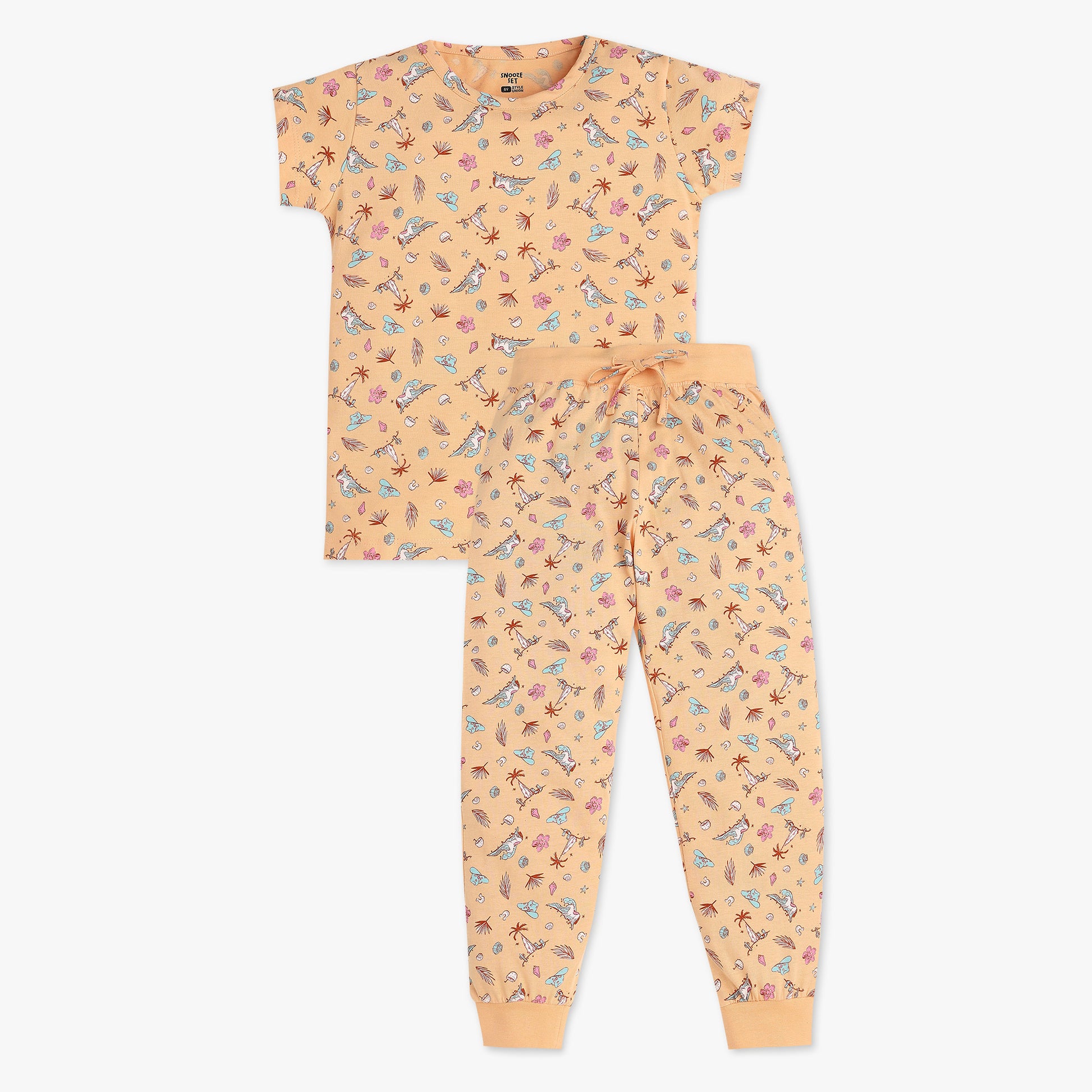 Buy Girls Regular Fit All Over Print Full Sleeve T-Shirt With Trackpant Sleepwear Set  - Style Union