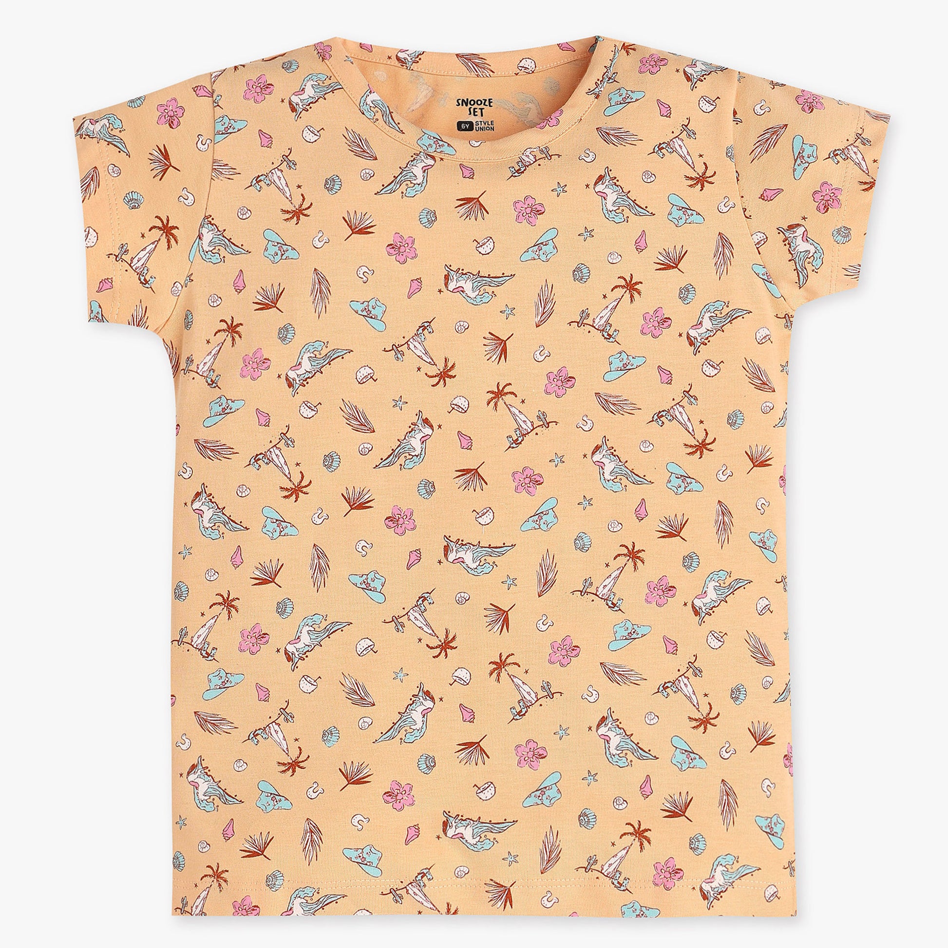 Buy Girls Regular Fit All Over Print Full Sleeve T-Shirt With Trackpant Sleepwear Set  - Style Union