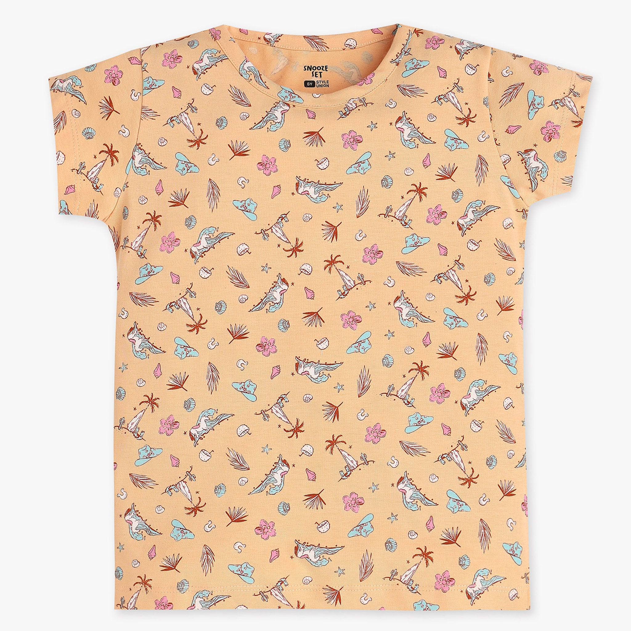 Buy Girls Regular Fit All Over Print Full Sleeve T-Shirt With Trackpant Sleepwear Set  - Style Union