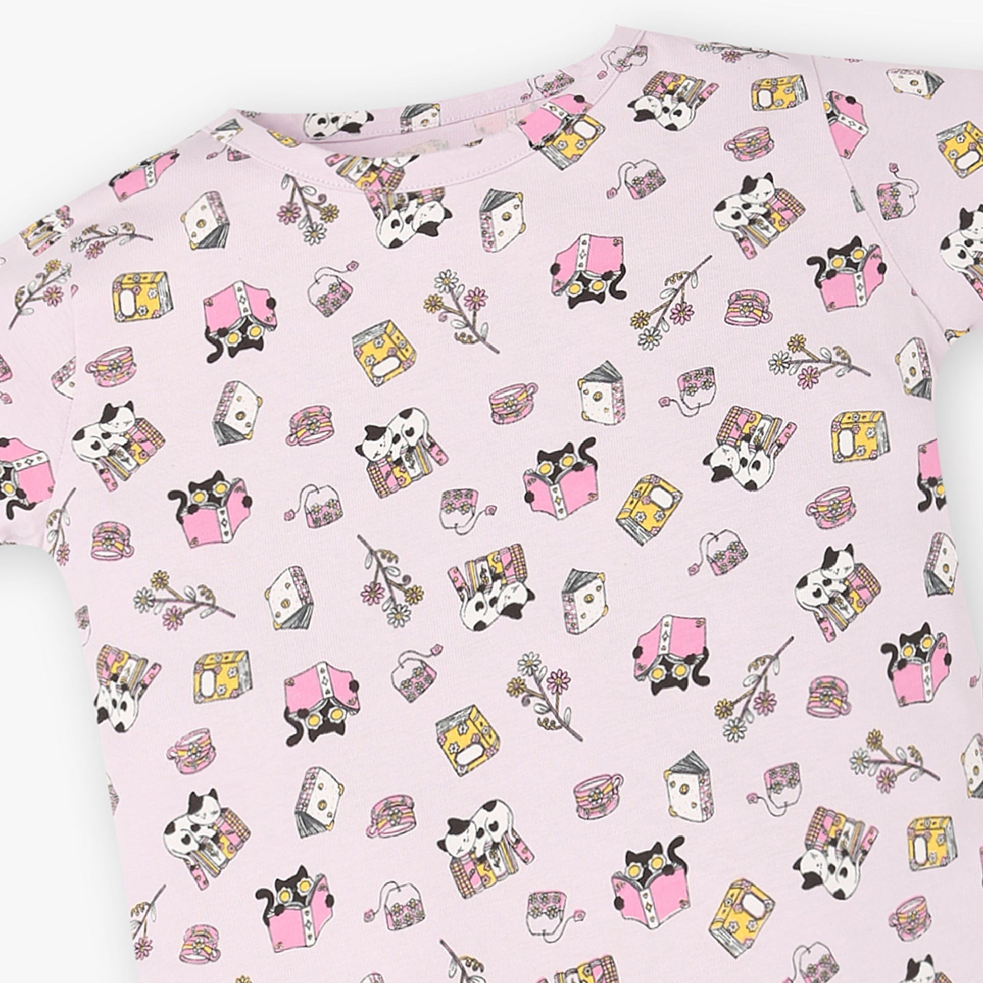 Girls Cotton Printed T-Shirt and Trackpant Sleepwear Set