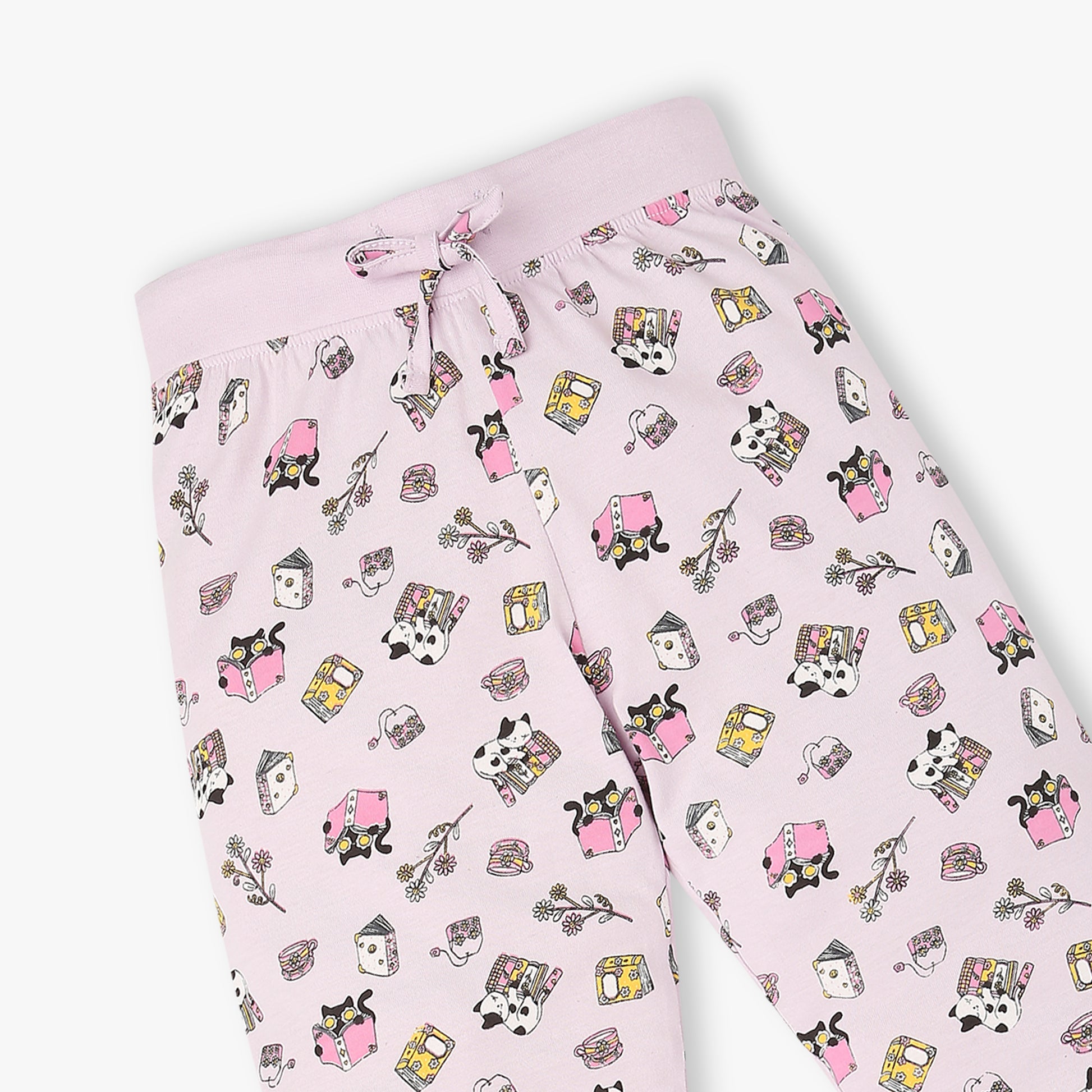 Girls Cotton Printed T-Shirt and Trackpant Sleepwear Set