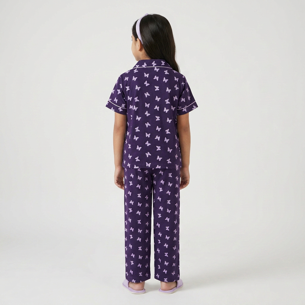 Girls Butterfly Shirt with Pjyama Sleepwear Set
