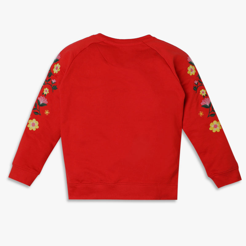 Girls Regular Fit Embroidered Sweat Tees