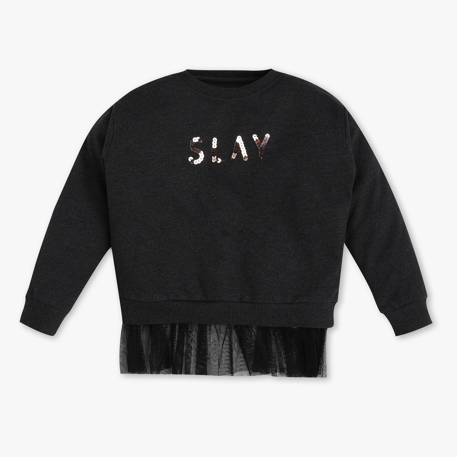 Buy Girls Boxy Fit Embellished Full Sleeve Sweat Tee  - Style Union